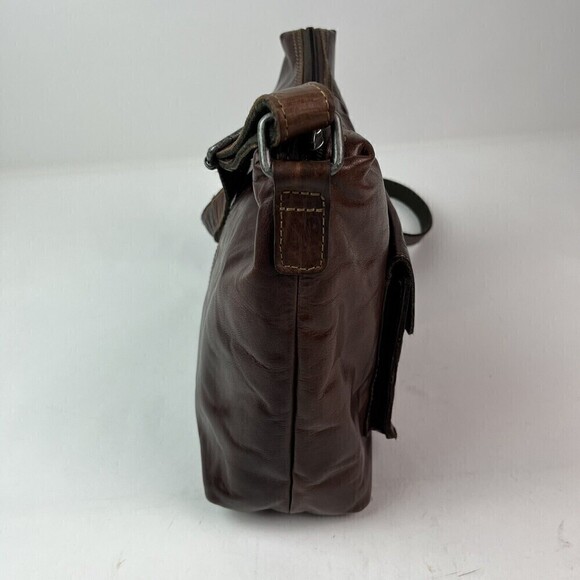 JACK GEORGES Voyager Collection Brown Leather Crossbody Bag Purse Rustic Urban - Picture 6 of 12